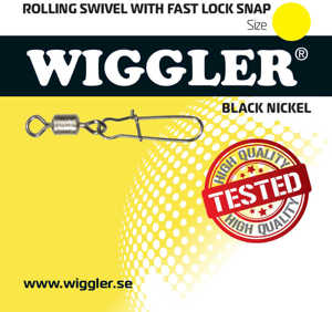 Bild på Wiggler Rolling Swivel Fast Lock Snap Black Nickel (2-8 pack) #2/0 / 40kg (3 pack)