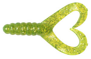 Bild på Big Bite Baits Twin Tail Grub 5cm (10 pack) Chartreuse Glitter